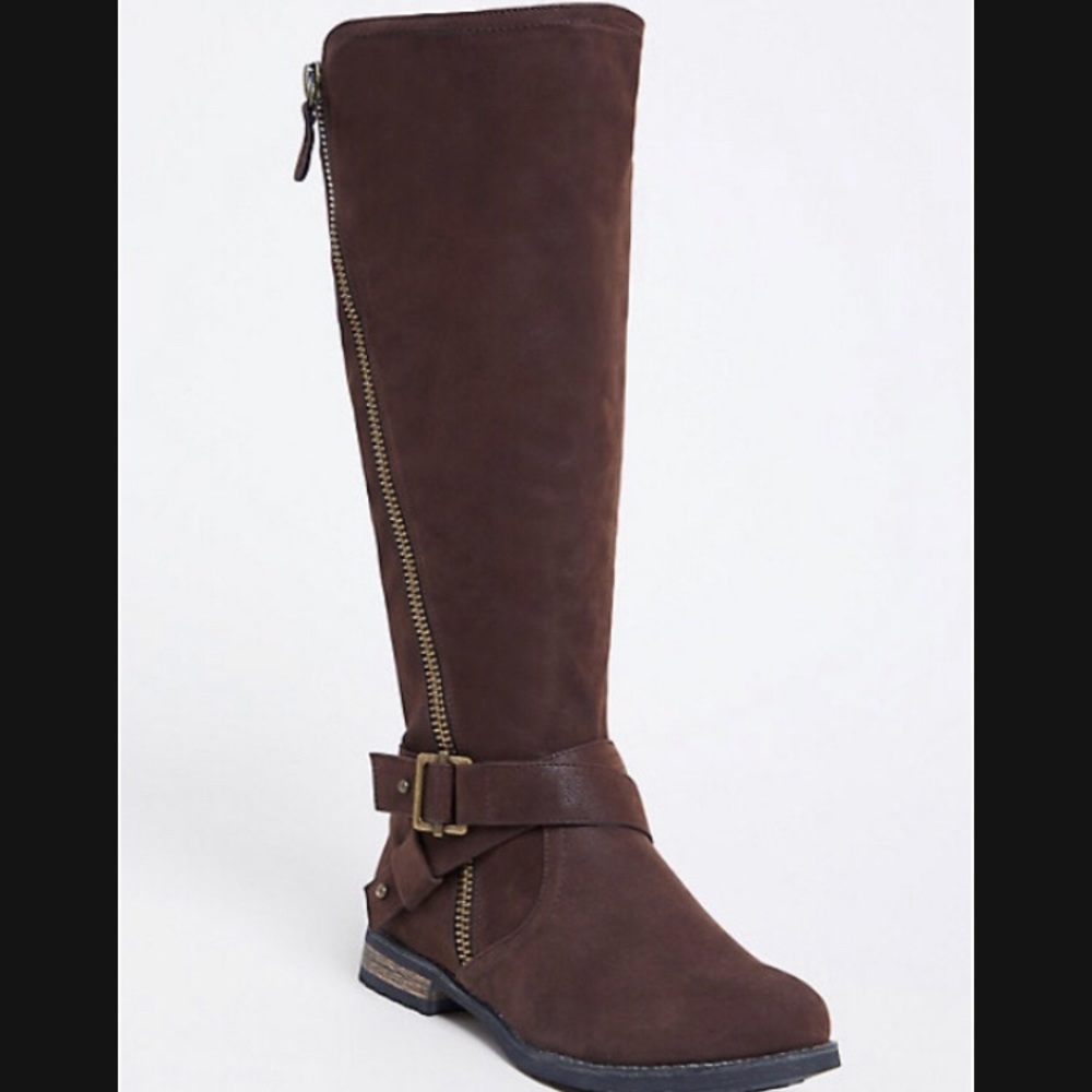 NIB Brown Brushed Faux Leather Tall Boot Sz 12WW